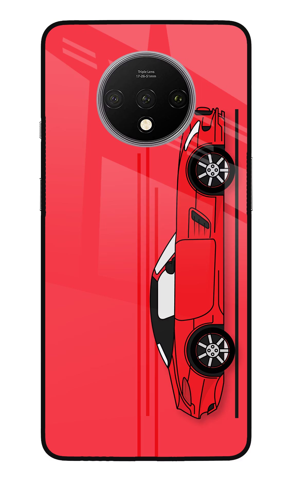 Red Velocity Oneplus 7T Glass Case