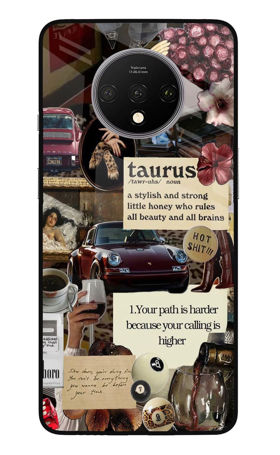 Taurus Zodiac Oneplus 7T Back Cover, Glass case