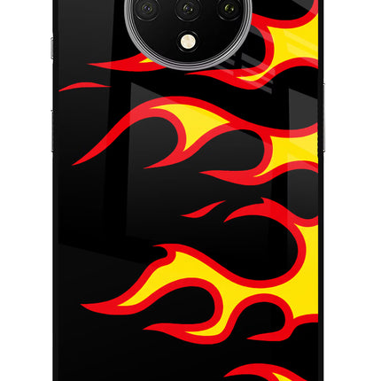 Side Sweep Flames Oneplus 7T Glass Case
