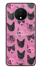 Pink Cats Oneplus 7T Glass Case