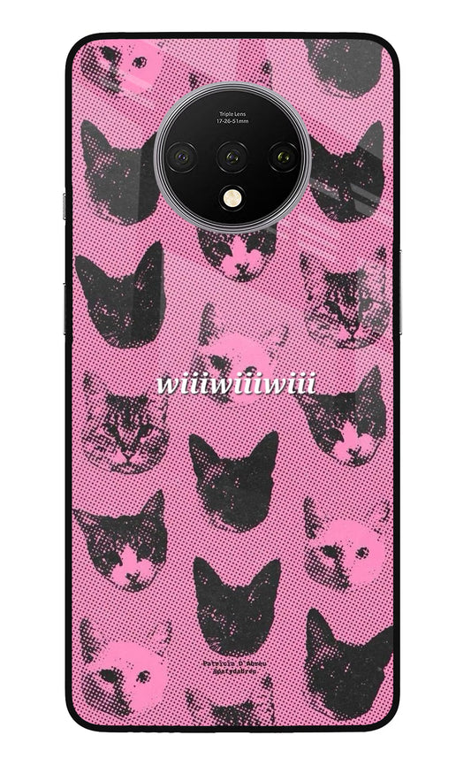 Pink Cats Oneplus 7T Glass Case
