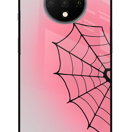 Pink Web Oneplus 7T Glass Case