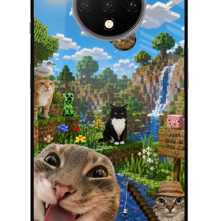 Minecraft Cat Chaos Oneplus 7T Glass Case