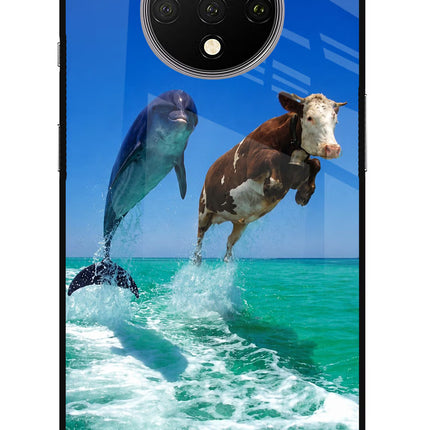 Dolphin vs Cow Oneplus 7T Glass Case