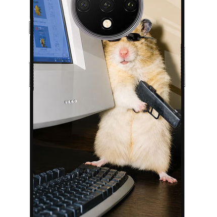 Hacker Hamster Oneplus 7T Glass Case