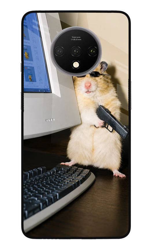 Hacker Hamster Oneplus 7T Glass Case