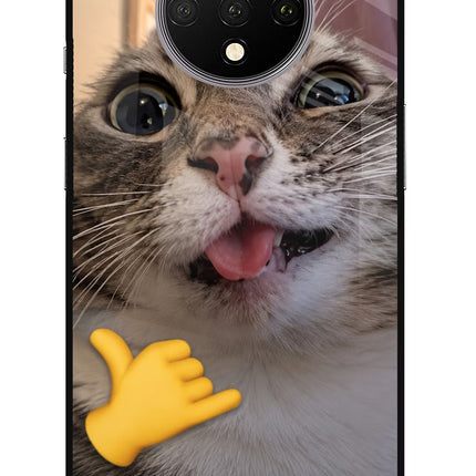 Silly Cat Call Oneplus 7T Glass Case