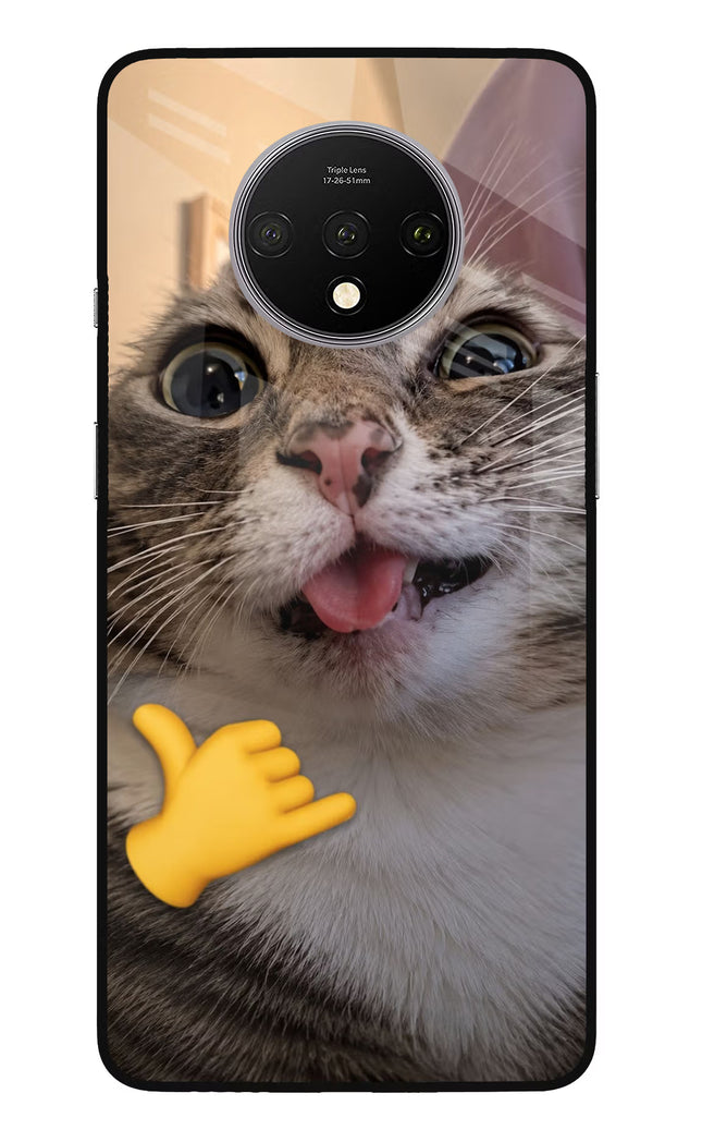 Silly Cat Call Oneplus 7T Glass Case