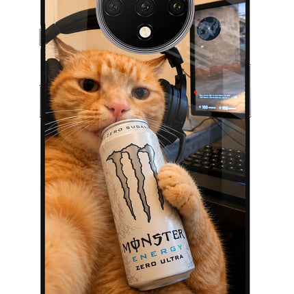 Gamer Cat Energy Oneplus 7T Glass Case