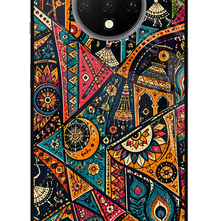 Folk Print Oneplus 7T Glass Case