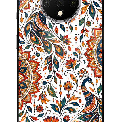 White Mayura Oneplus 7T Glass Case