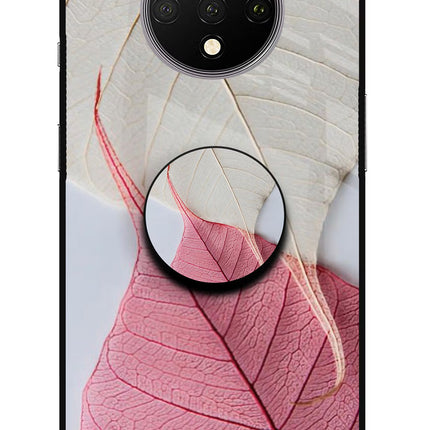 White Pink Leaf Oneplus 7T Glass Case