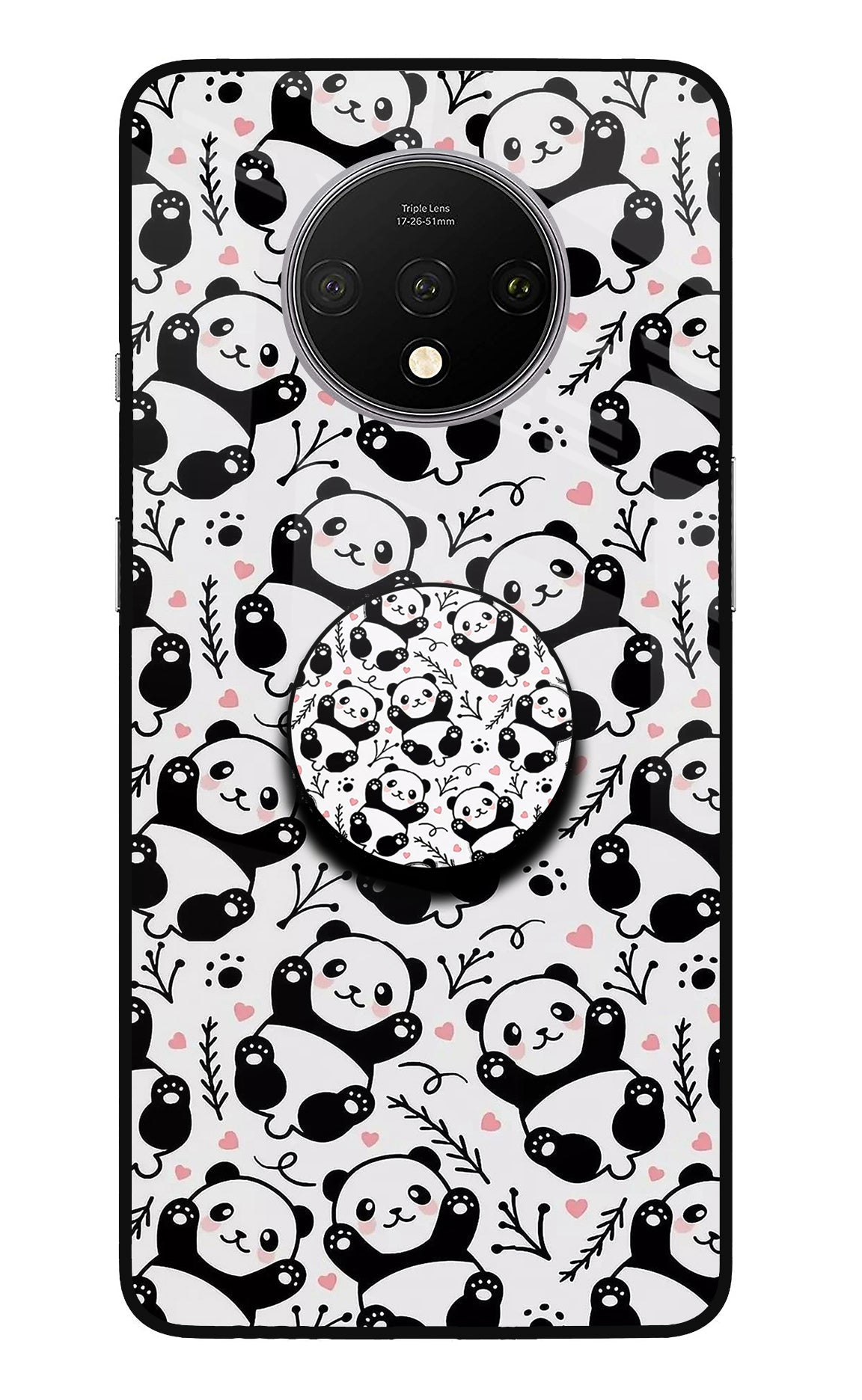 Cute Panda Oneplus 7T Glass Case