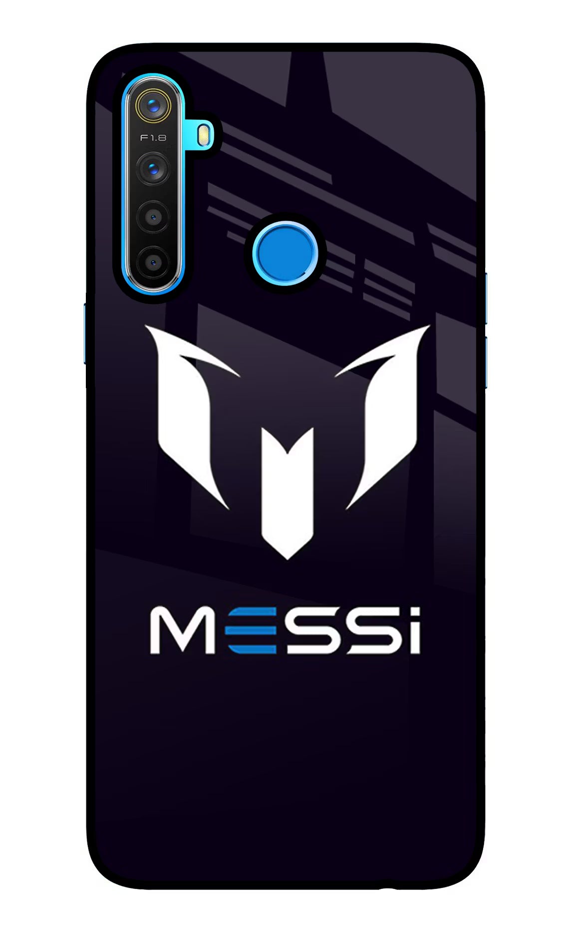 Messi Logo Realme 5/5i/5s Glass Case Back Cover by Casekaro