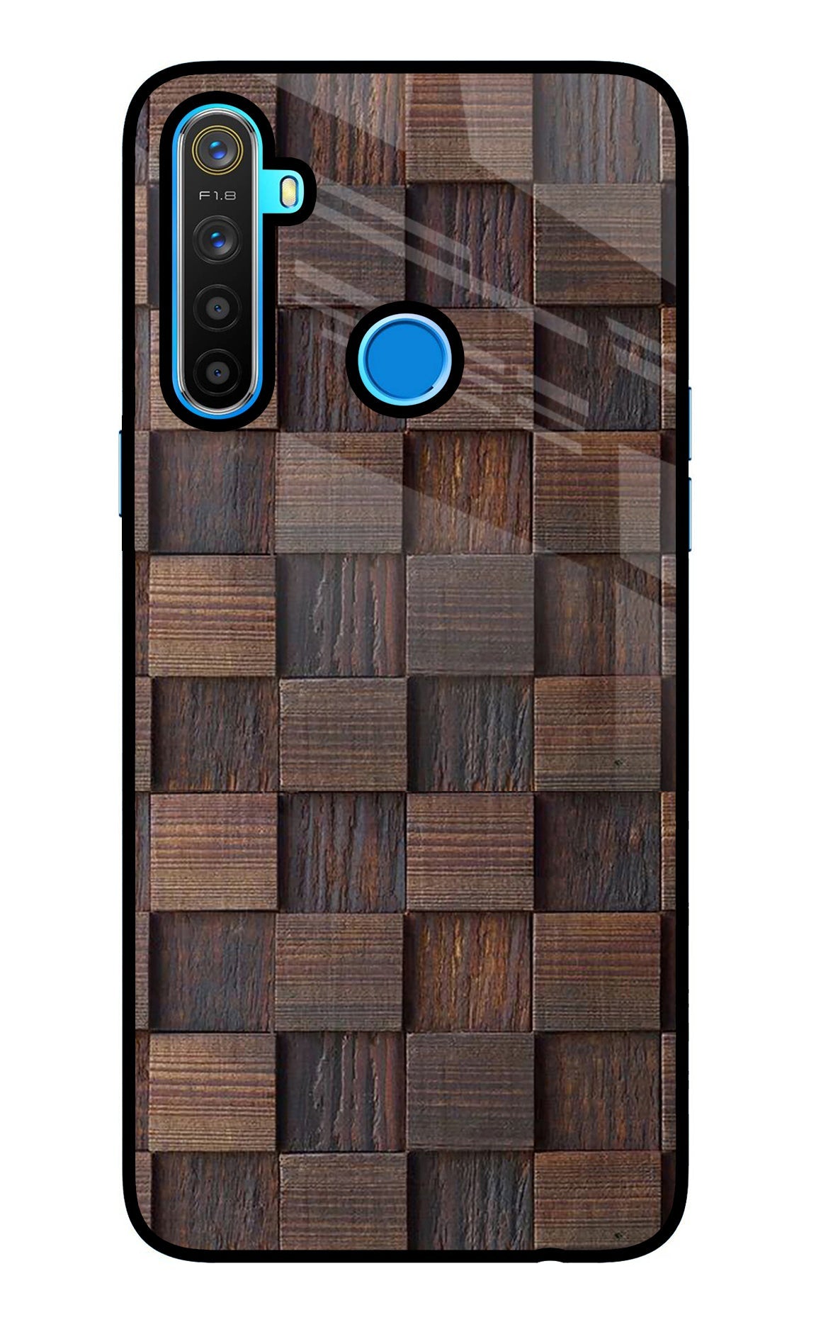 Wooden Cube Design Realme 5/5i/5s Glass Case