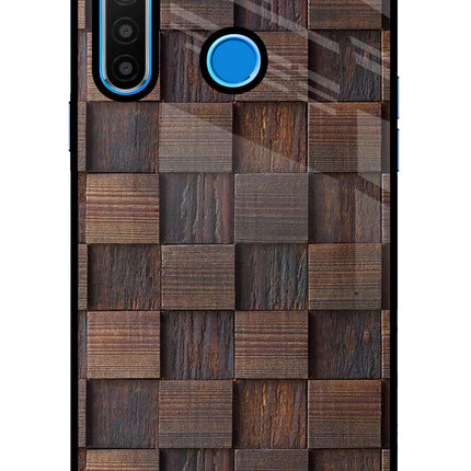 Wooden Cube Design Realme 5/5i/5s Glass Case Back Cover by Casekaro