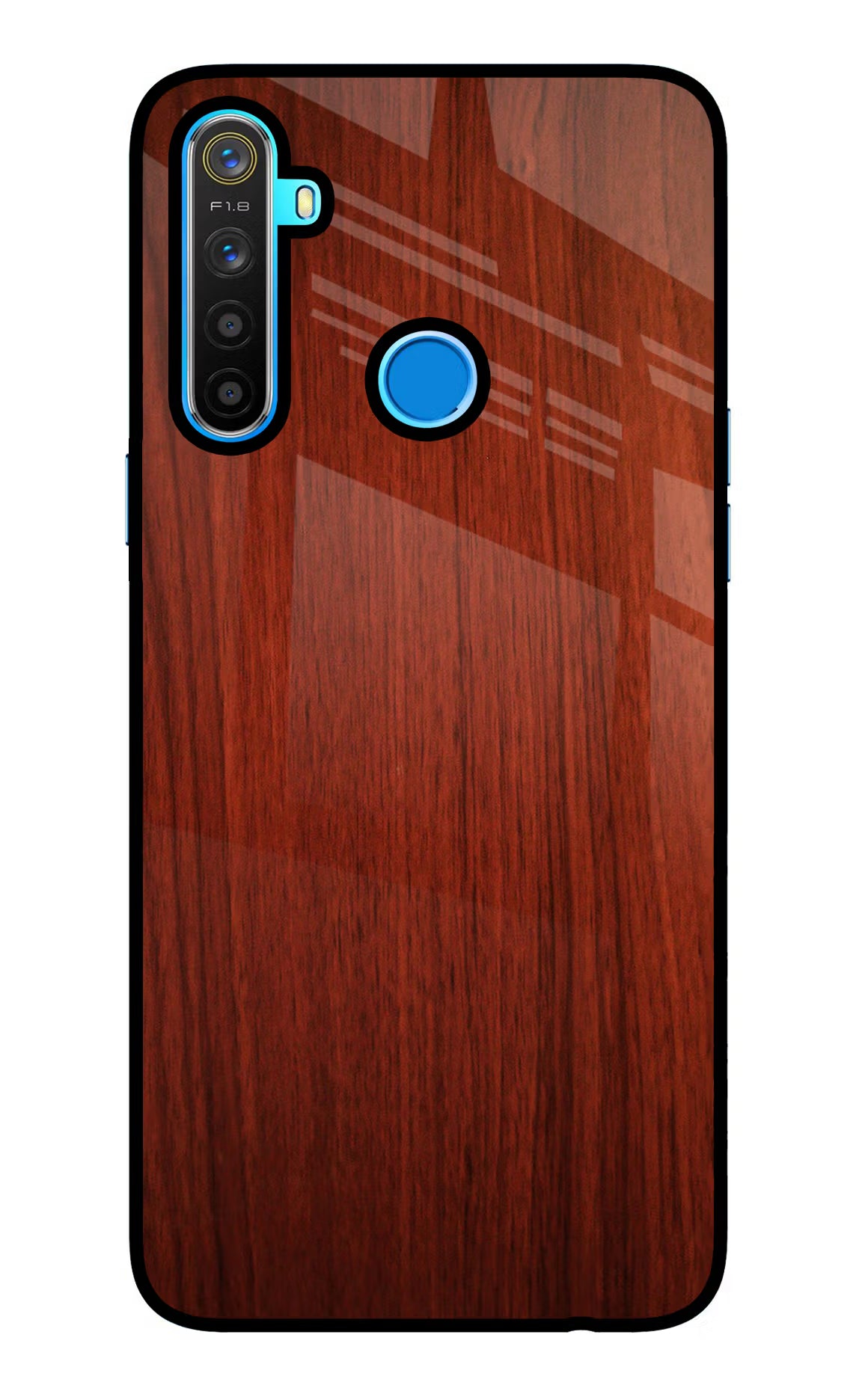 Wooden Plain Pattern Realme 5/5i/5s Glass Case Back Cover by Casekaro