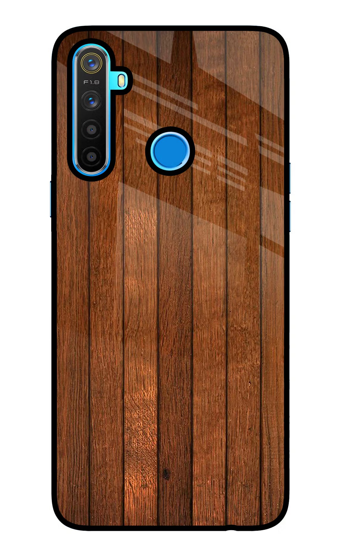 Wooden Artwork Bands Realme 5/5i/5s Glass Case Back Cover by Casekaro