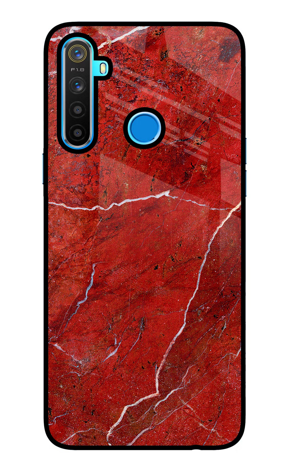 Red Marble Design Realme 5/5i/5s Glass Case Back Cover by Casekaro