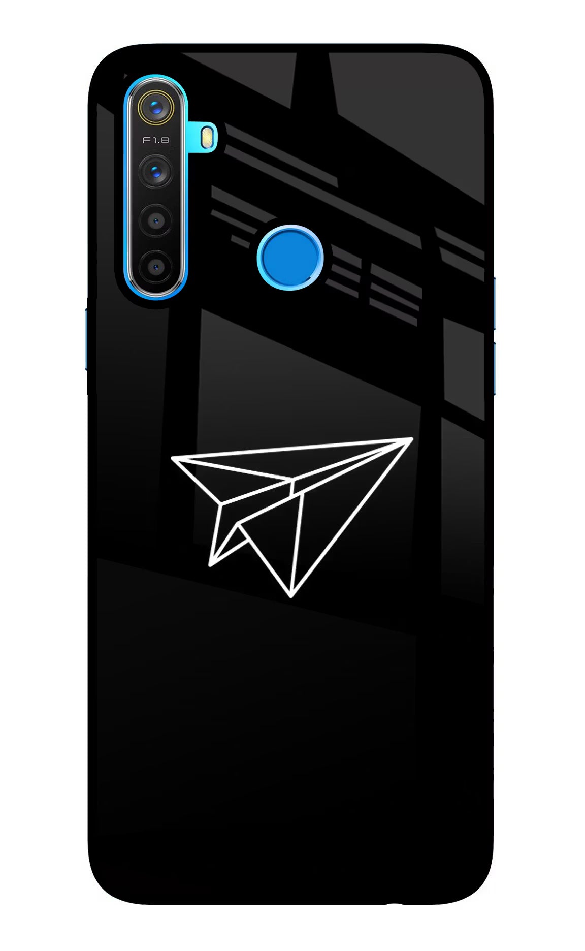 Paper Plane White Realme 5/5i/5s Glass Case Back Cover by Casekaro