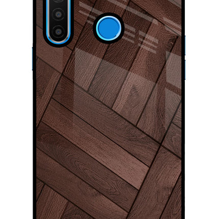 Wooden Texture Design Realme 5/5i/5s Glass Case Back Cover by Casekaro