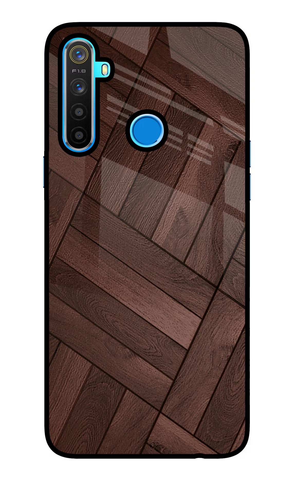 Wooden Texture Design Realme 5/5i/5s Glass Case Back Cover by Casekaro