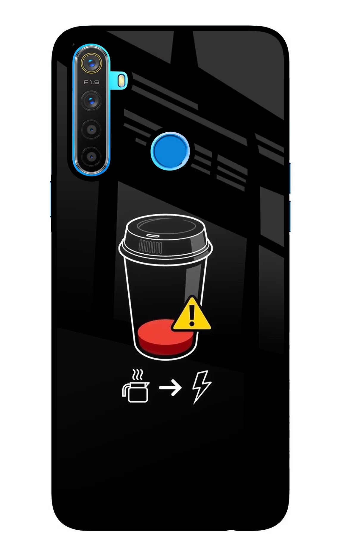 Coffee Realme 5/5i/5s Glass Case Back Cover by Casekaro