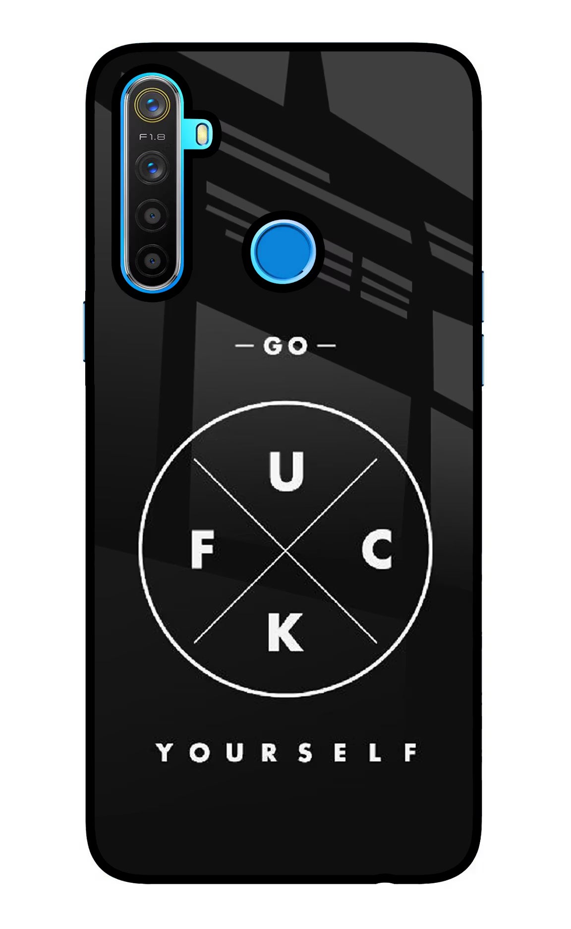 Go Fuck Yourself Realme 5/5i/5s Glass Case Back Cover by Casekaro