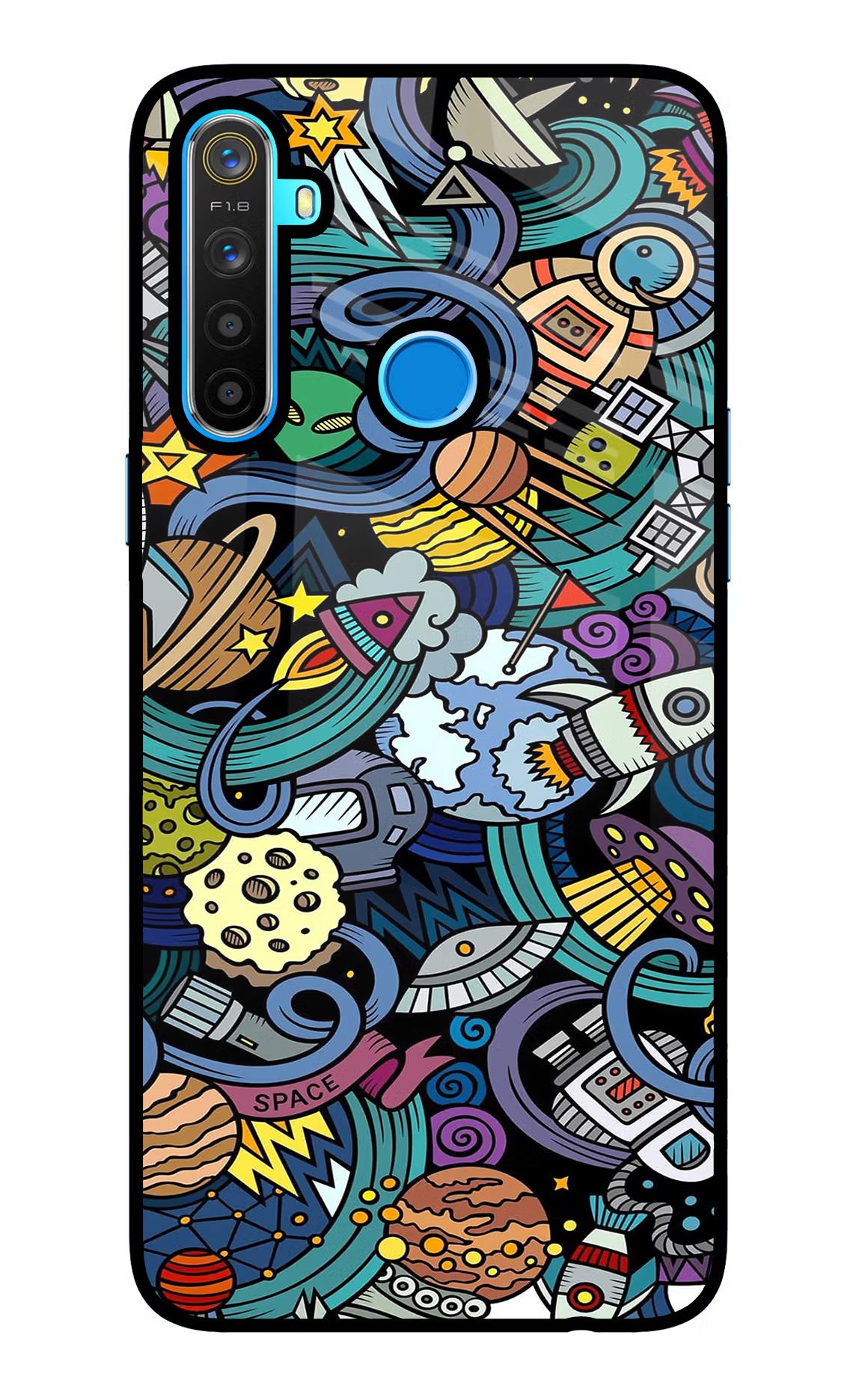 Space Abstract Realme 5/5i/5s Glass Case Back Cover by Casekaro