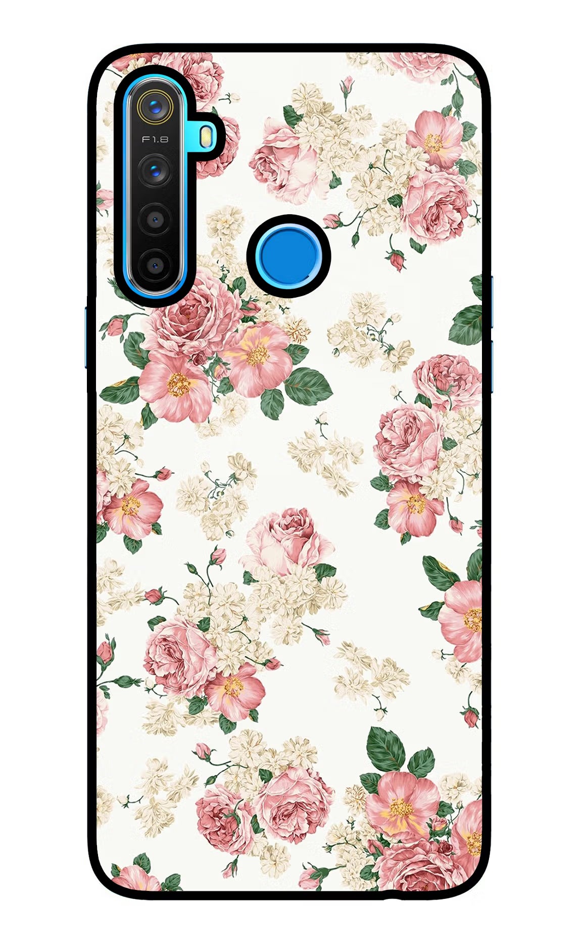 Flowers Realme 5/5i/5s Glass Case Back Cover by Casekaro