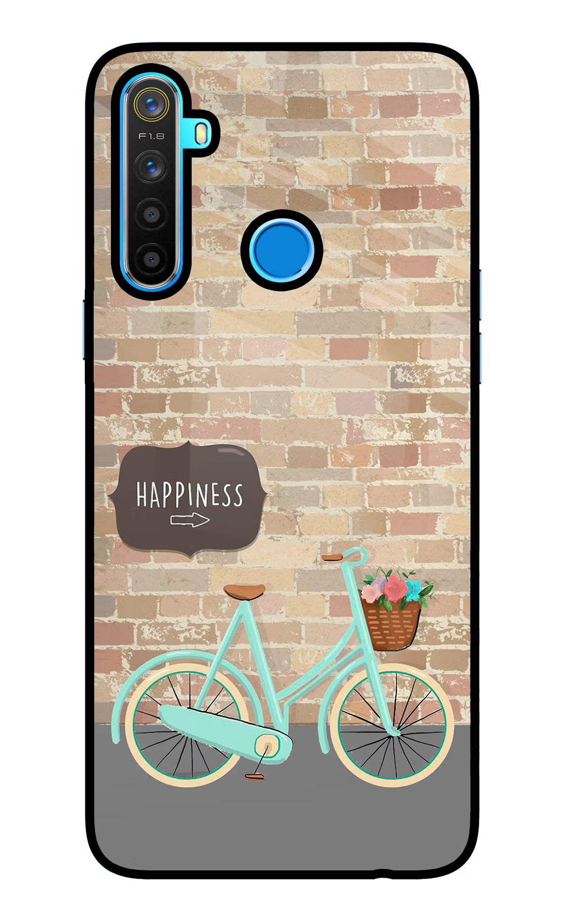 Happiness Artwork Realme 5/5i/5s Glass Case Back Cover by Casekaro