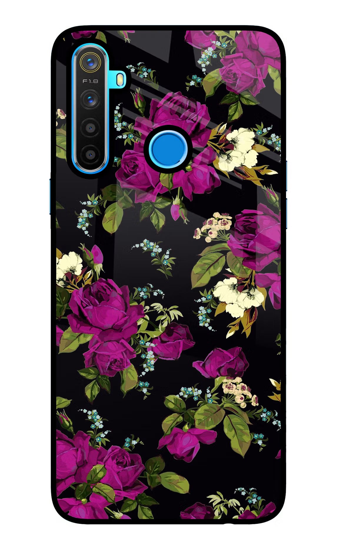 Flowers Realme 5/5i/5s Glass Case Back Cover by Casekaro