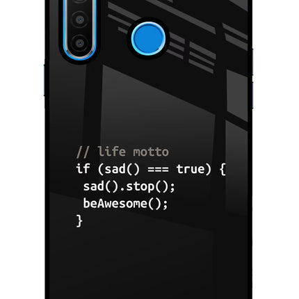 Life Motto Code Realme 5/5i/5s Glass Case Back Cover by Casekaro