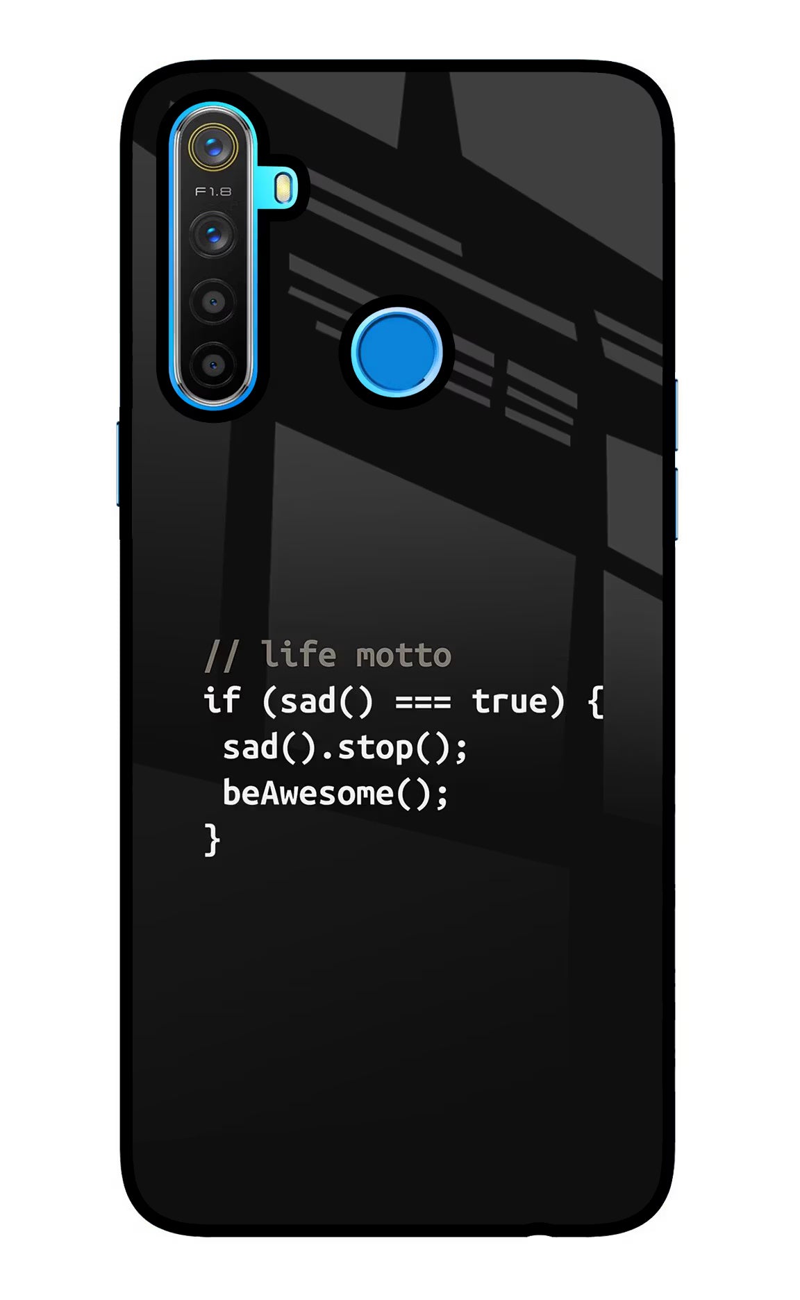 Life Motto Code Realme 5/5i/5s Glass Case Back Cover by Casekaro