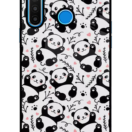Cute Panda Realme 5/5i/5s Glass Case Back Cover by Casekaro
