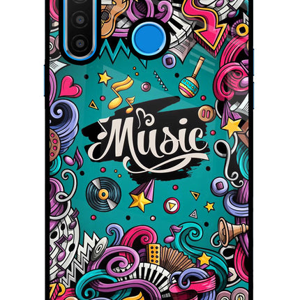 Music Graffiti Realme 5/5i/5s Glass Case Back Cover by Casekaro
