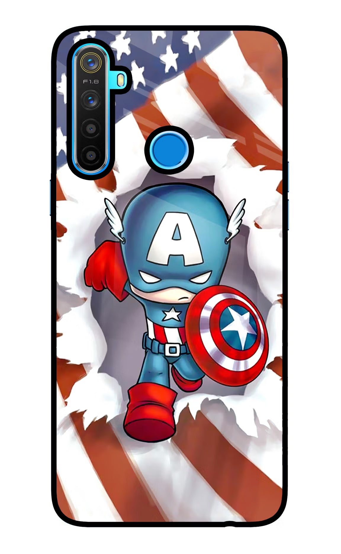 Captain America Realme 5/5i/5s Glass Case Back Cover by Casekaro