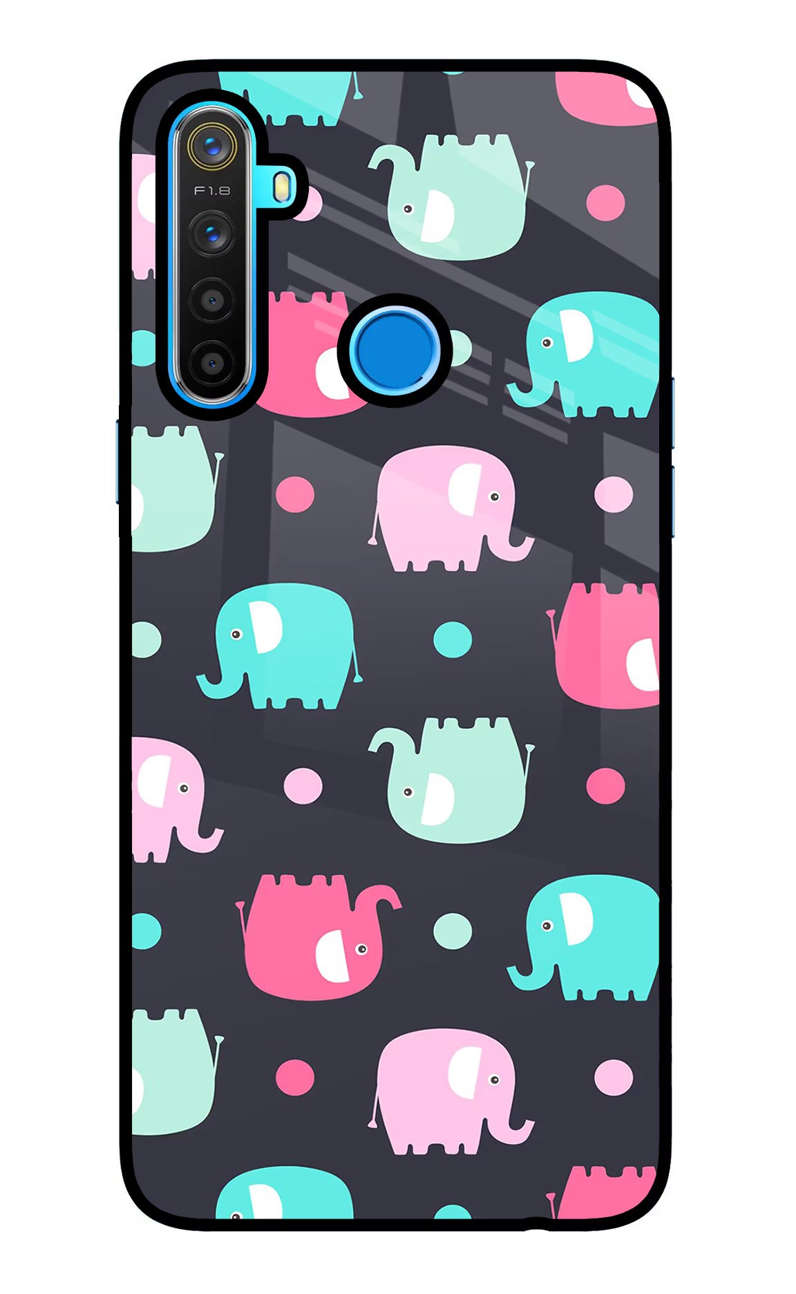 Elephants Realme 5/5i/5s Glass Case Back Cover by Casekaro