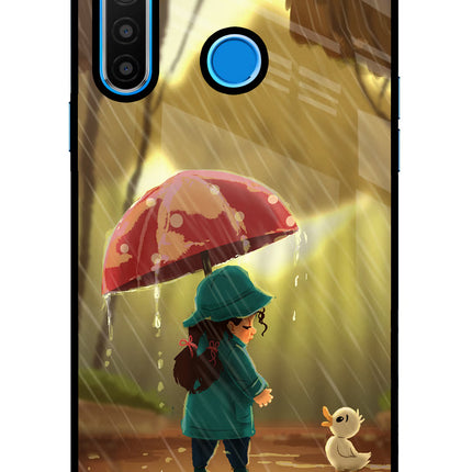 Rainy Day Realme 5/5i/5s Glass Case Back Cover by Casekaro