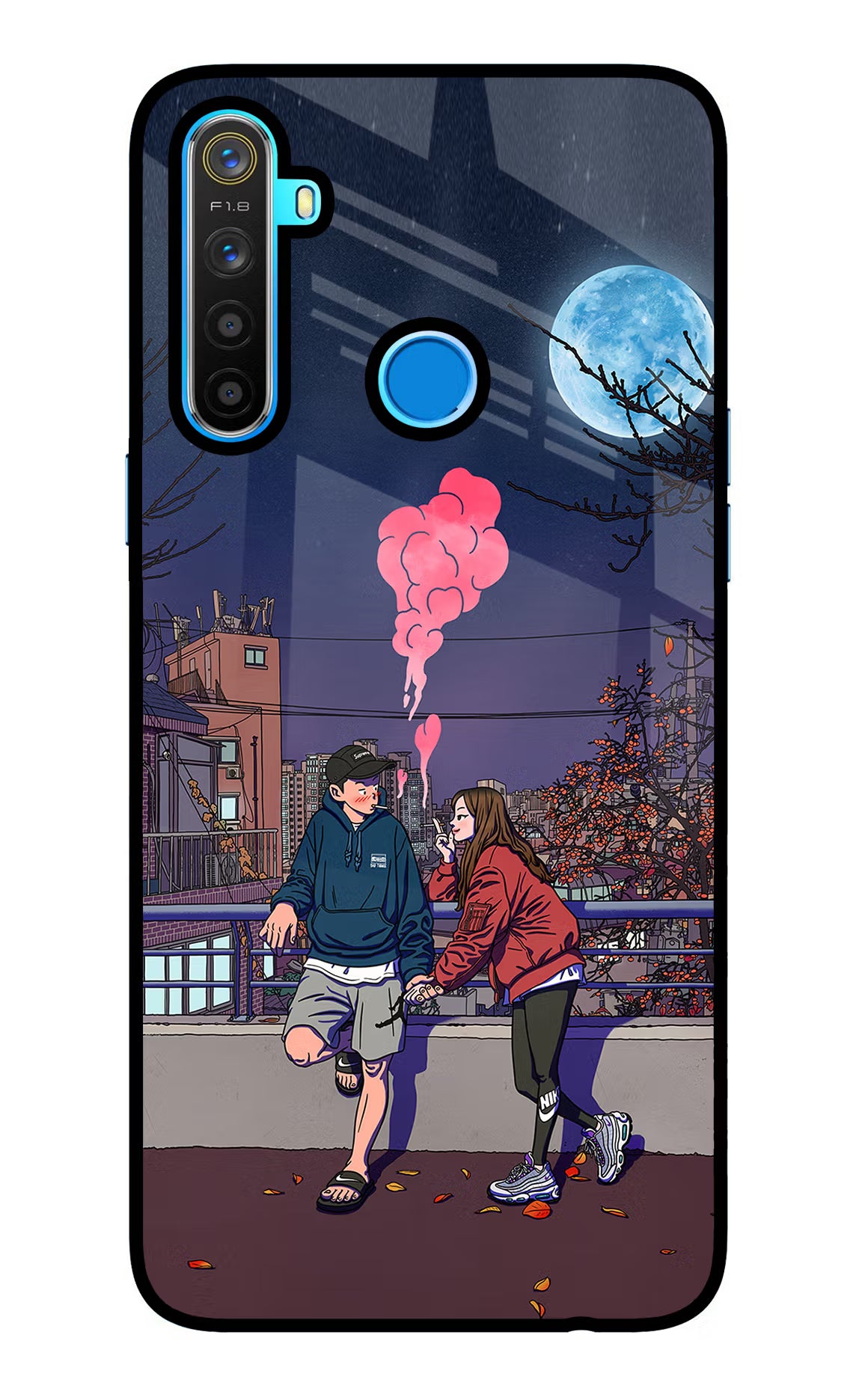 Chilling Couple Realme 5/5i/5s Glass Case Back Cover by Casekaro