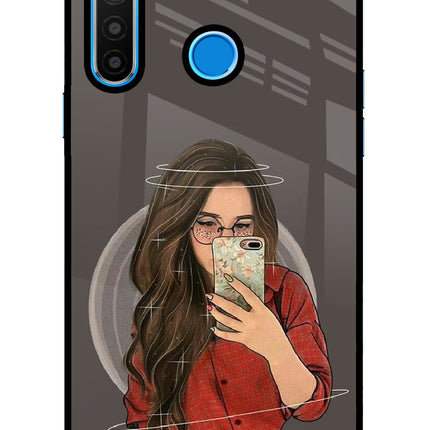 Selfie Queen Realme 5/5i/5s Glass Case Back Cover by Casekaro