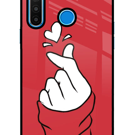 Korean Love Sign Realme 5/5i/5s Glass Case Back Cover by Casekaro