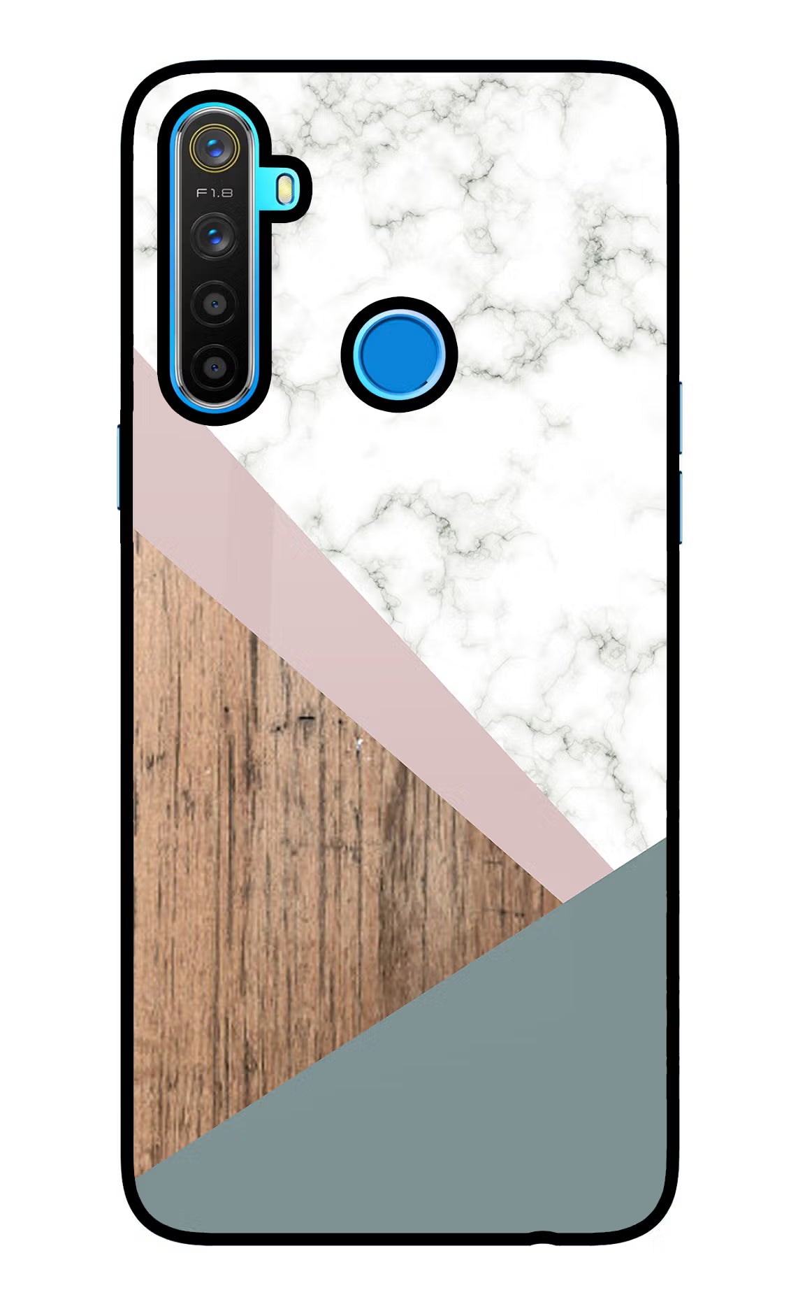 Marble wood Abstract Realme 5/5i/5s Glass Case Back Cover by Casekaro