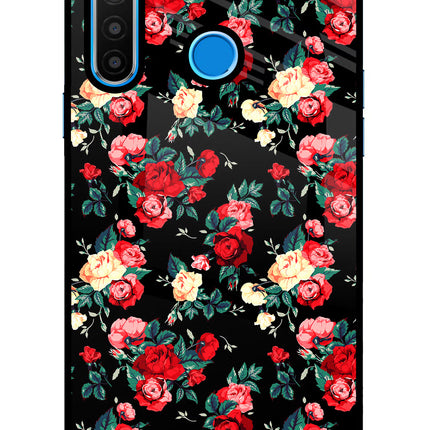 Rose Pattern Realme 5/5i/5s Glass Case Back Cover by Casekaro