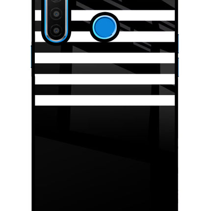Black and White Print Realme 5/5i/5s Glass Case Back Cover by Casekaro