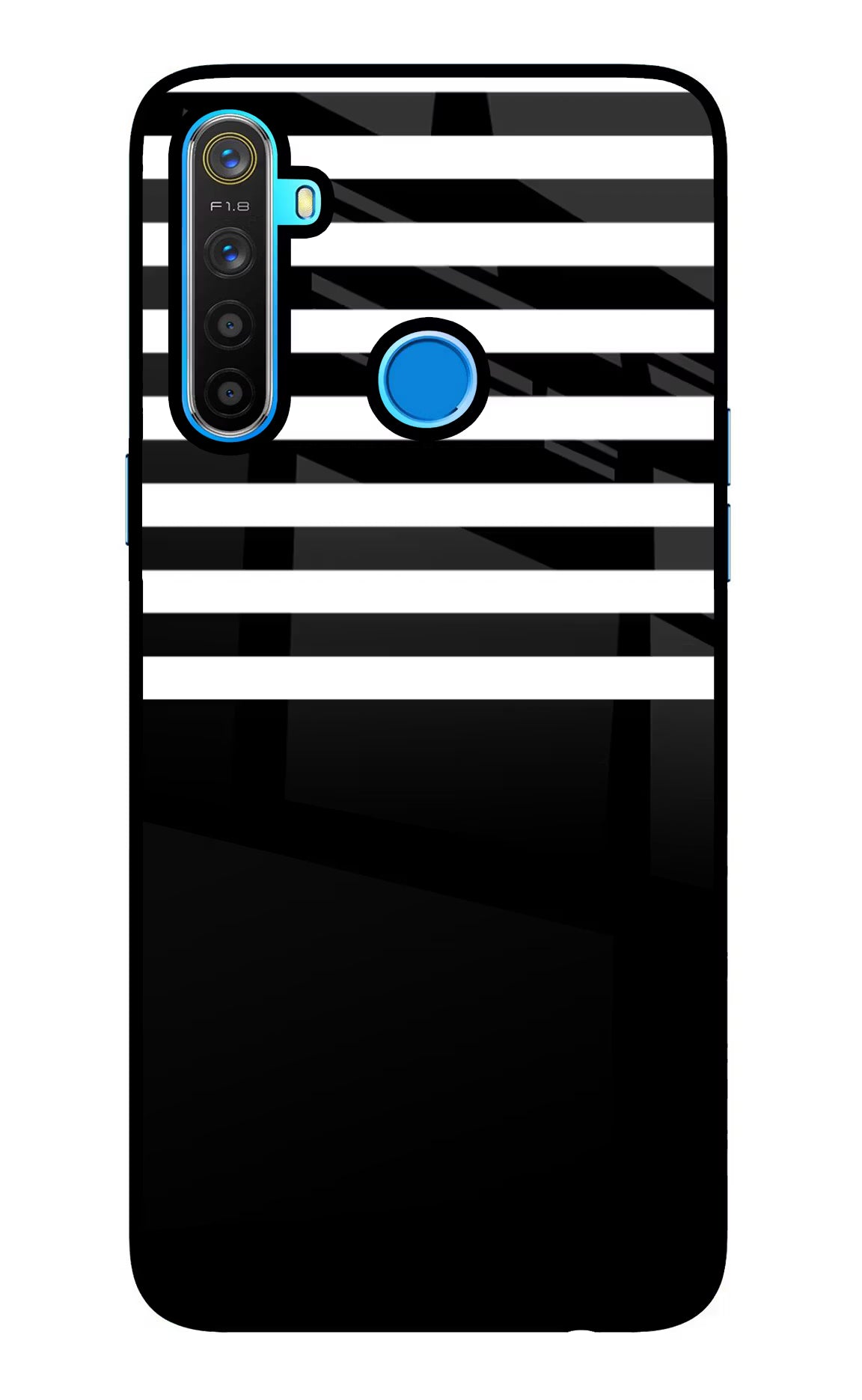 Black and White Print Realme 5/5i/5s Glass Case Back Cover by Casekaro
