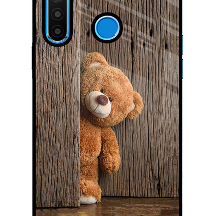 Teddy Wooden Realme 5/5i/5s Glass Case Back Cover by Casekaro