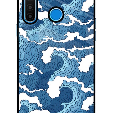 Blue Waves Realme 5/5i/5s Glass Case Back Cover by Casekaro