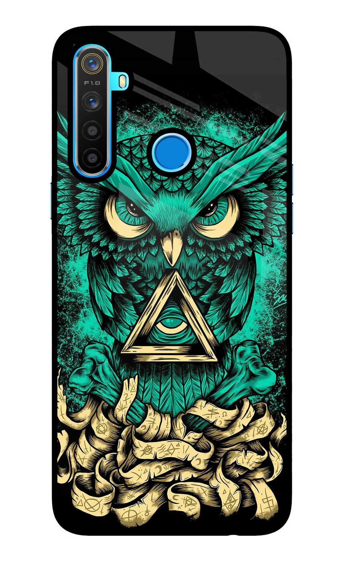 Green Owl Realme 5/5i/5s Glass Case