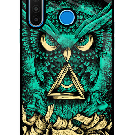 Green Owl Realme 5/5i/5s Glass Case Back Cover by Casekaro